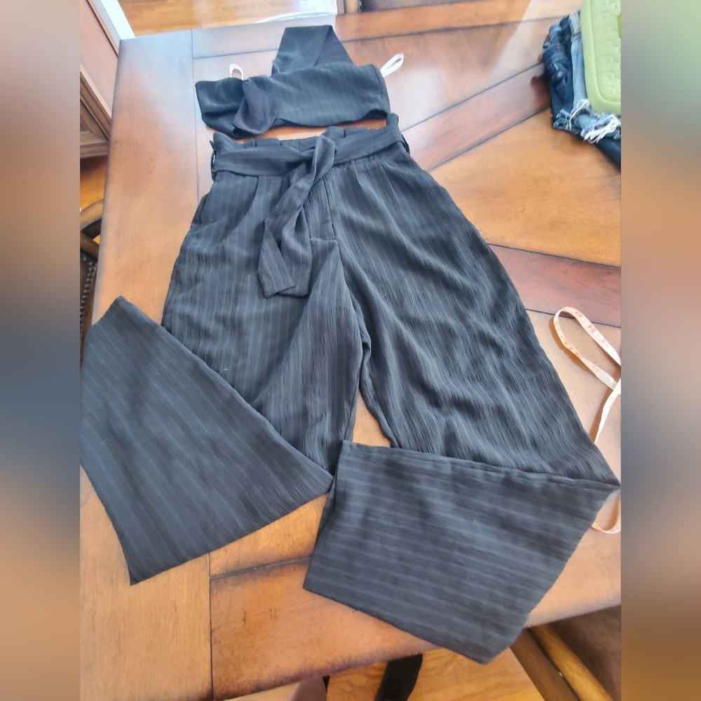 Lovers + Friends Black Elastic Waist Top+ Pants 2 Piece Sz Xs